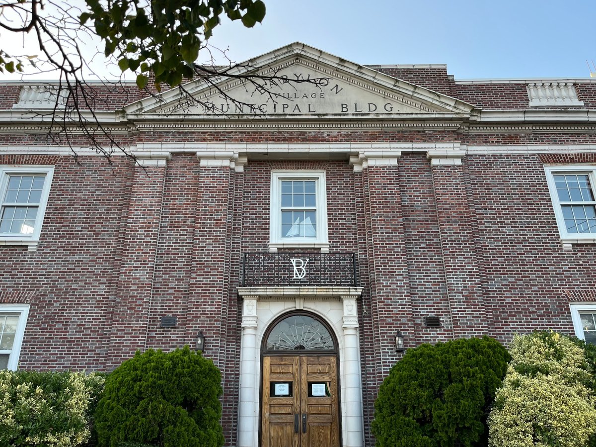 Babylon, NY, USA, 8.15.25 - The front exterior of the Babylon Village Municipal Building.